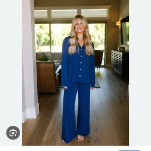 Blue Button-Up bamboo Lounge Set
